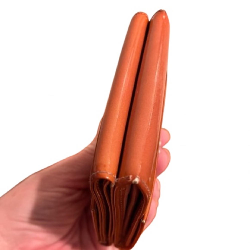 CHANEL- Vintage Coco Mark Enamel Flap Wallet Chestnut/Orange- MADE IN FRANCE - Picture 5 of 12